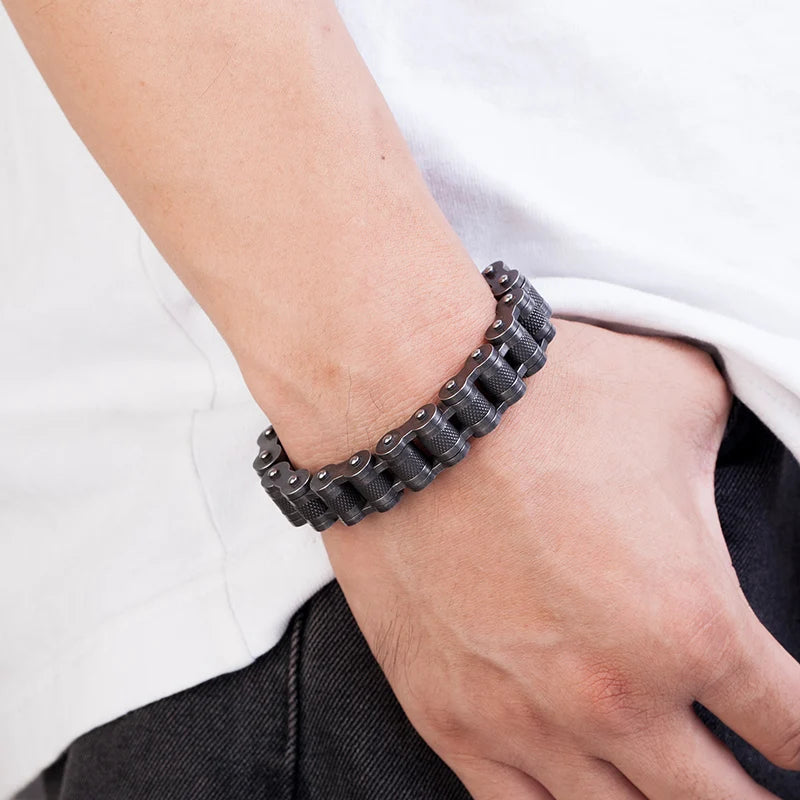 Retro Biker Chain Bracelet Mens Bracelet Link Chain Motorcycle Bicycle Style Bracelets Stainless Steel Bangles Jewelry